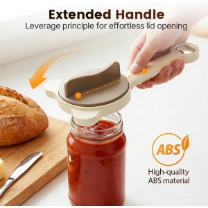Multi-Functional Retractable Jar & Bottle Opener, Magnetic Stainless Steel Can Opener with Ergonomic Handle, Friendly Kitchen Gadget