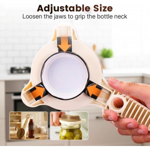 Multi-Functional Retractable Jar & Bottle Opener, Magnetic Stainless Steel Can Opener with Ergonomic Handle, Friendly Kitchen Gadget