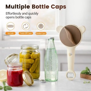 Multi-Functional Retractable Jar & Bottle Opener, Magnetic Stainless Steel Can Opener with Ergonomic Handle, Friendly Kitchen Gadget