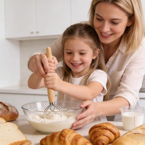 13 Inch Danish Dough Whisk, 304 Stainless Steel Dough Whisk with Long Smooth Wooden Handle - Dutch Whisk Sourdough Bread Tools for Pizza, Pastry & Cake Batter Mixing Easy & Quick