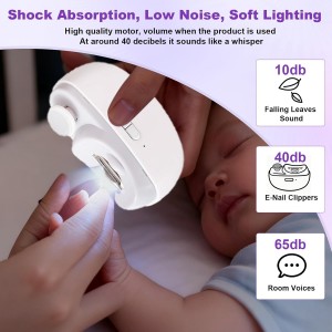 Electric Nail Clipper, 2 in 1 Electric Nail Clippers for Seniors and Adults, Baby Automatic Nail Clipper with Polishing, Light & Storage, Smart Nail Clipper 2-Speed for Fingernail (White)