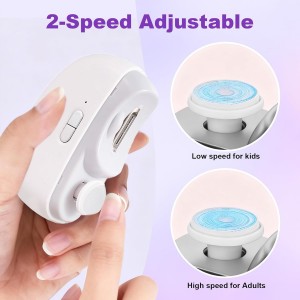 Electric Nail Clipper, 2 in 1 Electric Nail Clippers for Seniors and Adults, Baby Automatic Nail Clipper with Polishing, Light & Storage, Smart Nail Clipper 2-Speed for Fingernail (White)