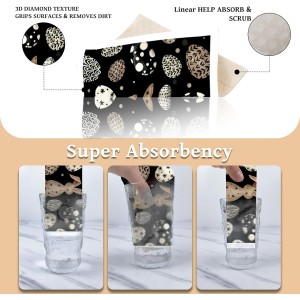 Easter Swedish Dishcloths for Kitchen, 6 Pack Reusable Black Bunny Eggs Dish Cloths Towels, Absorbent Rabbit Floral Sponge Cleaning Towel Wipes for Spring Kitchen Cooking Home Decoration Gift