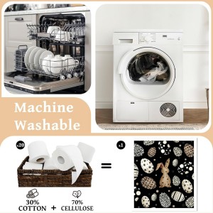 Easter Swedish Dishcloths for Kitchen, 6 Pack Reusable Black Bunny Eggs Dish Cloths Towels, Absorbent Rabbit Floral Sponge Cleaning Towel Wipes for Spring Kitchen Cooking Home Decoration Gift