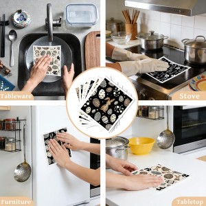 Easter Swedish Dishcloths for Kitchen, 6 Pack Reusable Black Bunny Eggs Dish Cloths Towels, Absorbent Rabbit Floral Sponge Cleaning Towel Wipes for Spring Kitchen Cooking Home Decoration Gift