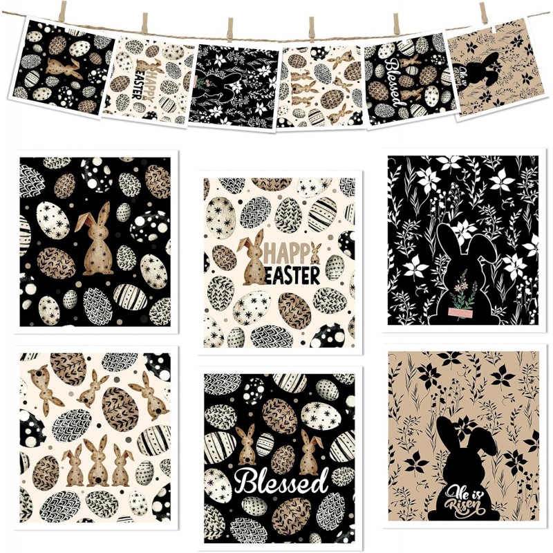 Easter Swedish Dishcloths for Kitchen, 6 Pack Reusable Black Bunny Eggs Dish Cloths Towels, Absorbent Rabbit Floral Sponge Cleaning Towel Wipes for Spring Kitchen Cooking Home Decoration Gift