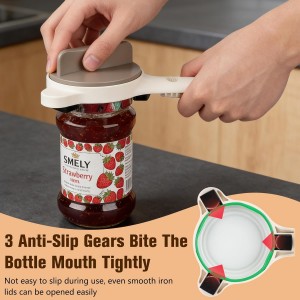 4 in 1 Multi-Purpose Jar Opener,Adjustable Stainless Steel Jar Opener,Multi-Functional Retractable Jar & Bottle Openers,Multi Size Lid Tool for Jars Cans Wine Bottles,Home Kitchen Helper (Beige)