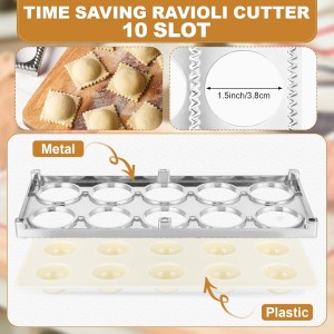 8 Pcs Ravioli Mold Set Ravioli Maker Press with Cutter, Wood Rolling Pin, Non Stick Pastry Mat, Pasta Stamp for Pasta Dumpling Meat Pie
