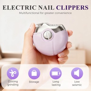 Electric Nail Clippers,3 in 1 Electric Polishing Automatic Nail Clippers,2 Adjustable Speeds, Automatic Nail Trimmer with LED Light&Clip Storage,USB Rechargeable for Kids, Adults,Seniors(Purple)