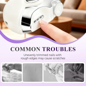 Electric Nail Clippers,3 in 1 Electric Polishing Automatic Nail Clippers,2 Adjustable Speeds, Automatic Nail Trimmer with LED Light&Clip Storage,USB Rechargeable for Kids, Adults,Seniors(Purple)