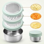 Cheese Grater with Container & Lid, Multi Functional Stainless Steel Box Grater, Handheld Grater Bowl for Kitchen,Lemon Zester for Parmesan, Cheeses, Ginger, Chocolate, Vegetables, Butter (Mint Green)