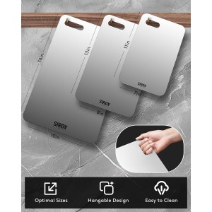 Titanium Cutting Board Set of 3, Premium Pure Titanium Chopping Boards for Kitchen, Non-Toxic & Dishwasher Safe for Meat, Fruit, and Vegetables (Set of 3)-Upgraded Version