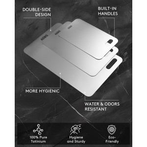 Titanium Cutting Board Set of 3, Premium Pure Titanium Chopping Boards for Kitchen, Non-Toxic & Dishwasher Safe for Meat, Fruit, and Vegetables (Set of 3)-Upgraded Version