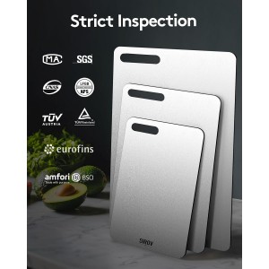 Titanium Cutting Board Set of 3, Premium Pure Titanium Chopping Boards for Kitchen, Non-Toxic & Dishwasher Safe for Meat, Fruit, and Vegetables (Set of 3)-Upgraded Version