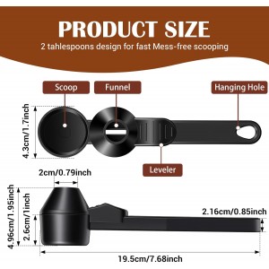 2pcs Coffee Scoop & Funnel For Reusable Cup Refillable Coffee Pods, 2tbsp Food-Grade Precise Measuring Protein Powder Scoop, Coffee Measuring Scoop for Coffee/Protein/Powder/Hot Cocoa