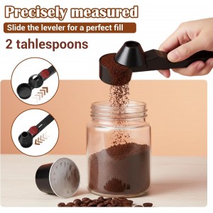 2pcs Coffee Scoop & Funnel For Reusable Cup Refillable Coffee Pods, 2tbsp Food-Grade Precise Measuring Protein Powder Scoop, Coffee Measuring Scoop for Coffee/Protein/Powder/Hot Cocoa
