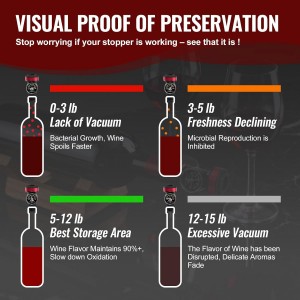 2 Pack Wine Vacuum Saver Sealer with Real-Time Pressure Gauge, Reusable Bottle Stoppers for Red & White Wine Preservation - Airtight Seal, Keep Fresh 5X Longer (Includes Hand Pump)