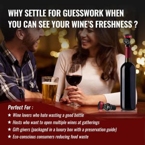 2 Pack Wine Vacuum Saver Sealer with Real-Time Pressure Gauge, Reusable Bottle Stoppers for Red & White Wine Preservation - Airtight Seal, Keep Fresh 5X Longer (Includes Hand Pump)