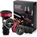 2 Pack Wine Vacuum Saver Sealer with Real-Time Pressure Gauge, Reusable Bottle Stoppers for Red & White Wine Preservation - Airtight Seal, Keep Fresh 5X Longer (Includes Hand Pump)
