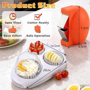 3 in 1 Egg Slicer for Hard Boiled Eggs,3 Cutting Modes,with 2 Egg Shell Opener,Stainless Steel Kitchen Dicer for Strawberry, Grape, Mushroom