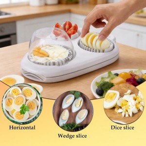 3 in 1 Egg Slicer for Hard Boiled Eggs,3 Cutting Modes,with 2 Egg Shell Opener,Stainless Steel Kitchen Dicer for Strawberry, Grape, Mushroom