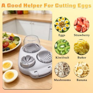 3 in 1 Egg Slicer for Hard Boiled Eggs,3 Cutting Modes,with 2 Egg Shell Opener,Stainless Steel Kitchen Dicer for Strawberry, Grape, Mushroom