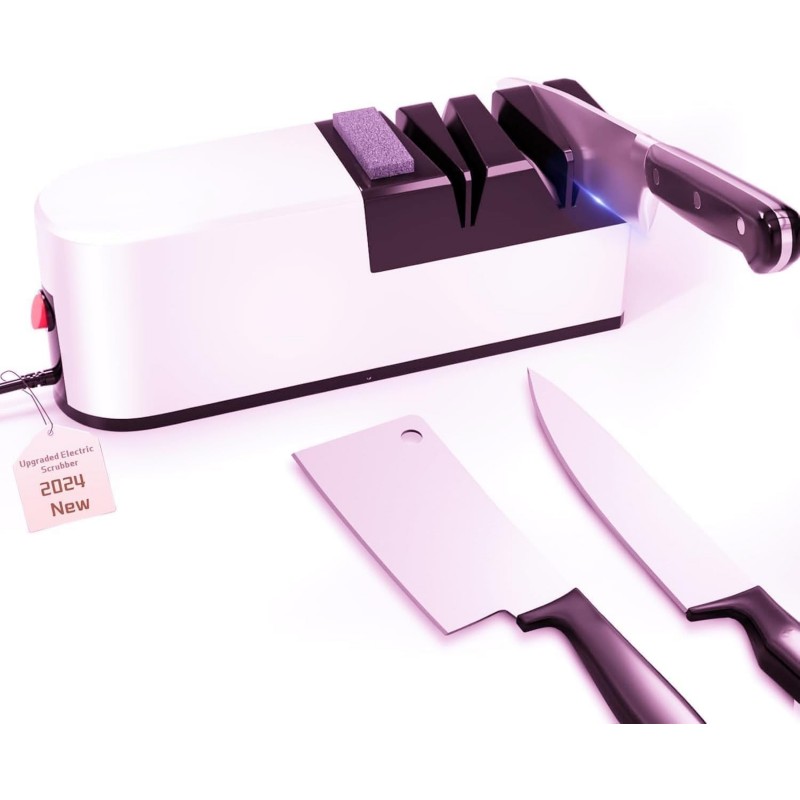 Electric knife sharpener, 5 in 1 knife sharpening system with straight blade, professional diamond knife sharpener FOR rough sharpening, repair and sharpening of knives (LG2)