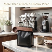 2-Pack Wooden Coffee Scoop, 2-in-1 Solid Sapele Wood Measuring Spoon & Bag Sealer for Ground Beans, Espresso, Tea - One-Piece Minimalist Coffee Accessories