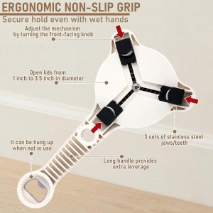 4-in-1 Strain Free Gripper Jar & Bottle Opener Easy Twist Can Opener for Tight Lids, Bottles, Ring Pull Cans for Weak Hands, Seniors, Arthritis