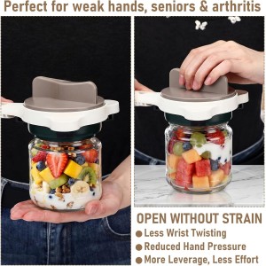 4-in-1 Strain Free Gripper Jar & Bottle Opener Easy Twist Can Opener for Tight Lids, Bottles, Ring Pull Cans for Weak Hands, Seniors, Arthritis