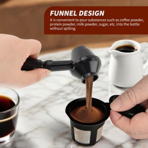 2pcs Coffee Scoop and Funnel for Reusable K Cup,Protein Scoop Funnel,Coffee Powder Scoops,Coffees Measuring Spoons 2 Tablespoon or Ground Coffees(COLOR:Black)