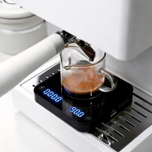 ShanSon Mini Coffee Scale with Timer,0.1g High Precision Espresso Scale,2kg/0.1g Digital Kitchen Scale with Flow Rate,USB-C Rechargeable,Waterproof Surface,Auto Timer for Pour Over & Espresso,Black