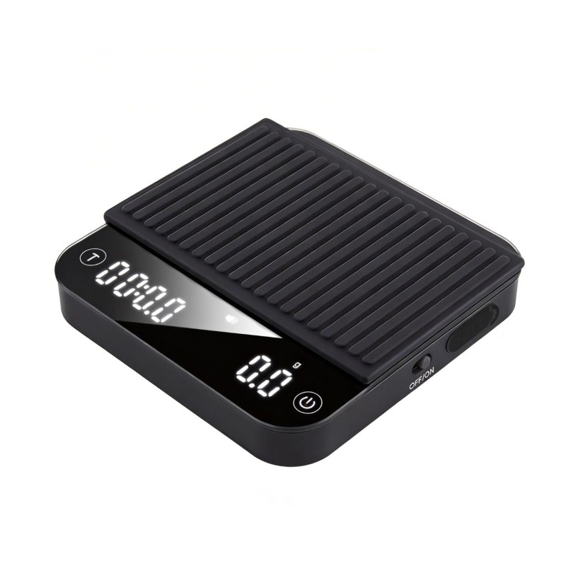 ShanSon Mini Coffee Scale with Timer,0.1g High Precision Espresso Scale,2kg/0.1g Digital Kitchen Scale with Flow Rate,USB-C Rechargeable,Waterproof Surface,Auto Timer for Pour Over & Espresso,Black