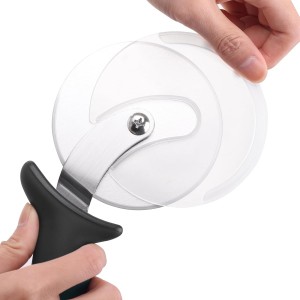 Linoroso Pizza Cutter Wheel, Durable Stainless Steel 4-Inch Pizza Wheel Cutter with Comfortable Safety Handle, Pizza Slicer Wheel for Cutting Through Pizza, Crust, Pie, Brownie, Flatbread, Black