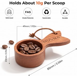 Walnut Coffee Scoop - 10g Wooden Measuring Spoon, Handcrafted Coffee Bean Scoop for Ground Coffee & Tea, Kitchen Accessories Gift for Coffee Lovers
