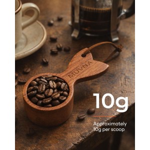Walnut Coffee Scoop - 10g Wooden Measuring Spoon, Handcrafted Coffee Bean Scoop for Ground Coffee & Tea, Kitchen Accessories Gift for Coffee Lovers