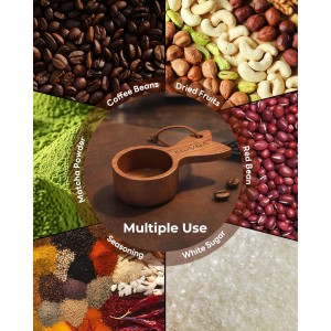 Walnut Coffee Scoop - 10g Wooden Measuring Spoon, Handcrafted Coffee Bean Scoop for Ground Coffee & Tea, Kitchen Accessories Gift for Coffee Lovers