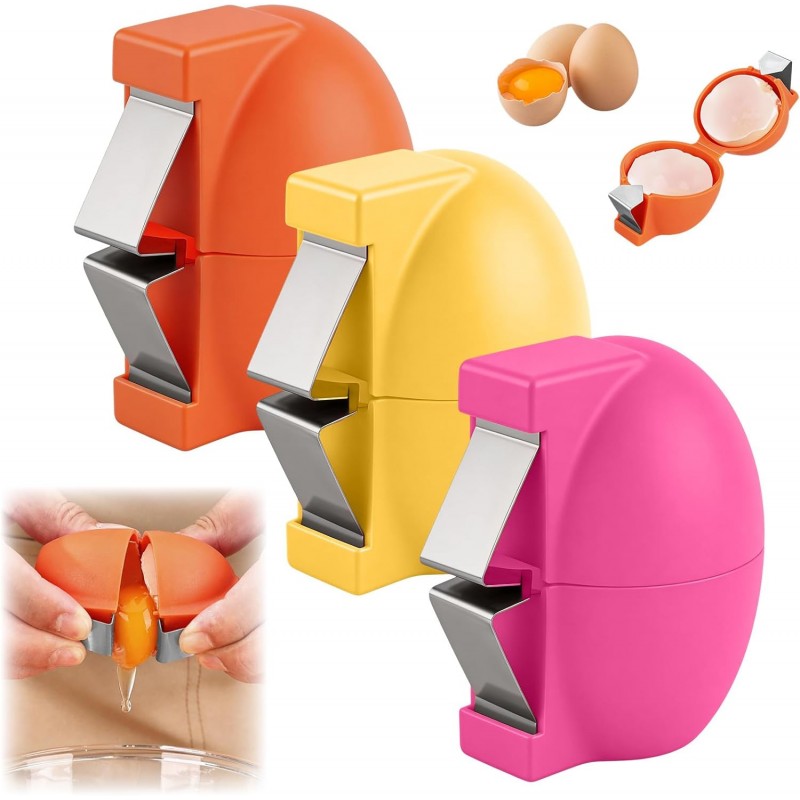 3 Pcs Egg Shell Opener,2026 New Egg Shell Opener, Stainless Steel Egghell Breaker,Multifunctional Egg hell Opener,Easy Shell Egg Opener,Kitchen Gadgets