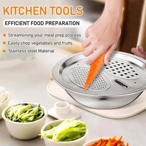Stainless Steel Mixing Bowls Set, Grating Bowl, 3 in 1 Multifunctional Stainless Steel Basin Strainer Set with Grater, Strainer Drain Basket for Rinsing Draining Mixing (10.2