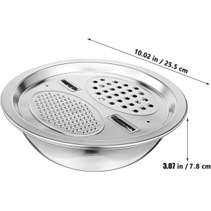 Stainless Steel Mixing Bowls Set, Grating Bowl, 3 in 1 Multifunctional Stainless Steel Basin Strainer Set with Grater, Strainer Drain Basket for Rinsing Draining Mixing (10.2