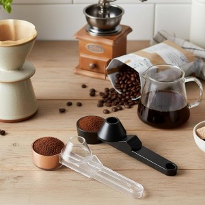 Coffee Scoop with Funnel, 2-Piece Measuring Scoops for Coffee Grounds, Black and Transparent ABS Material Design, Multipurpose Kitchen Utensils for Easy Portion Control and Mess-Free Transfer