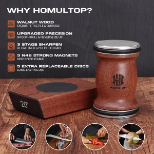 Rolling Knife Sharpener Kit, Kitchen Knife Sharpener with Replaceable Discs Diamond & Ceramic Knife Sharpeners Roller, Magnetic Knife Sharpening Kit with 15 & 20 Degree Base, Afilador De Cuchillos