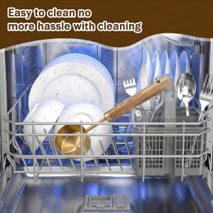 2Pcs Coffee Scoop, Gold Stainless Steel 1 Teaspoon Scoop Wood Long Handle Coffee Measuring Scoops for Coffees, Tea (15ML, 6 Inch)