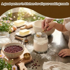 2Pcs Coffee Scoop, Gold Stainless Steel 1 Teaspoon Scoop Wood Long Handle Coffee Measuring Scoops for Coffees, Tea (15ML, 6 Inch)