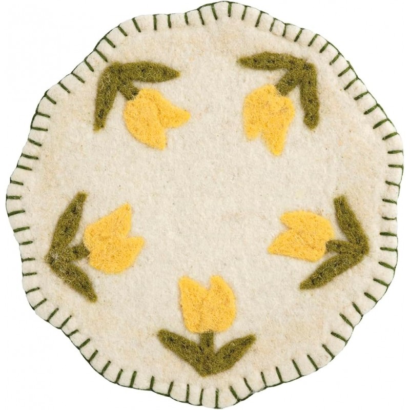 Mud Pie Felted Yellow Floral Trivet