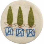Mud Pie Three Topiary Felt Wool Trivet