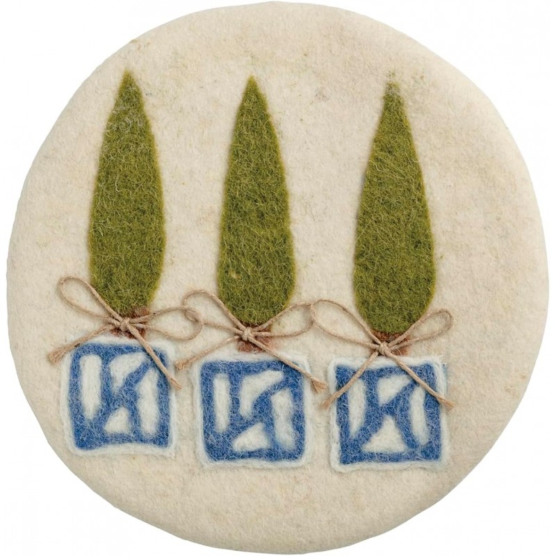 Mud Pie Three Topiary Felt Wool Trivet