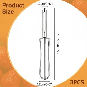 3 Pcs Stainless Steel Vegetable Peeler for Kitchen, Rotary Vegetable Potato Peeler with Easy Grip Ergonomic Handle, Cucumber, Carrot & Fruit Peeler Set, Dishwasher Safe (Silver)