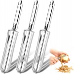3 Pcs Stainless Steel Vegetable Peeler for Kitchen, Rotary Vegetable Potato Peeler with Easy Grip Ergonomic Handle, Cucumber, Carrot & Fruit Peeler Set, Dishwasher Safe (Silver)