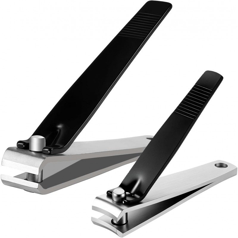 Straight Nail Clippers for Thick Nails, 2Pcs Sturdy Stainless Steel Fingernail Toenail Clippers Fingernail & Toenail Trimmers for Men Women